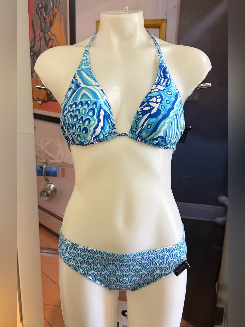 Helen Jon Blue Shell-Print Triangle Bikini - Picture 2 of 12